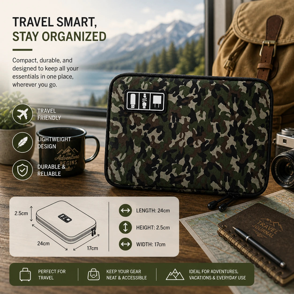 Waterproof Nylon Travel Tech Pouch