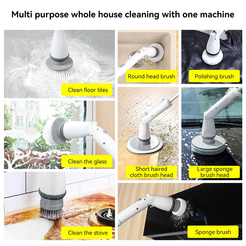 9-in-1 Electric Spin Scrubber - Cordless, Rechargeable & Hands-Free Cleaning