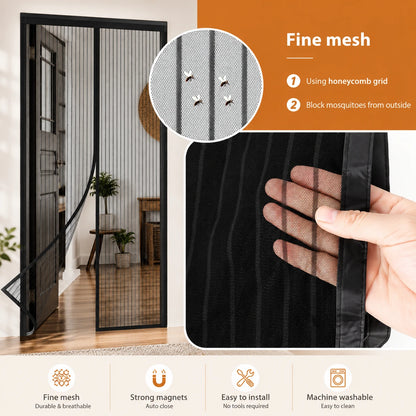 Summer Breeze Magnetic Screen Curtain – No-Drill, Easy Velcro Setup