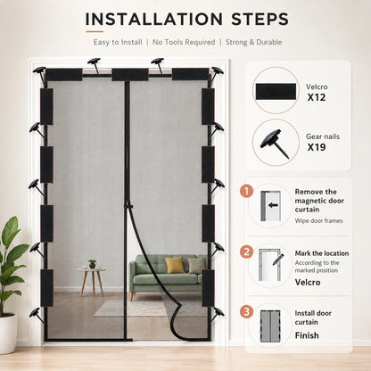 Summer Breeze Magnetic Screen Curtain – No-Drill, Easy Velcro Setup