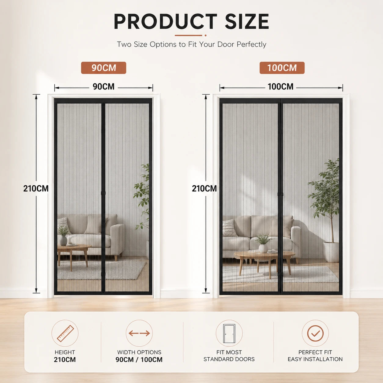 Summer Breeze Magnetic Screen Curtain – No-Drill, Easy Velcro Setup