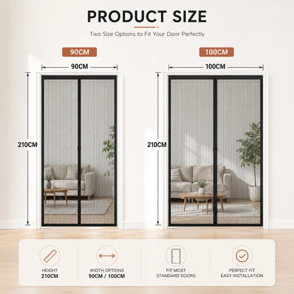 Summer Breeze Magnetic Screen Curtain – No-Drill, Easy Velcro Setup