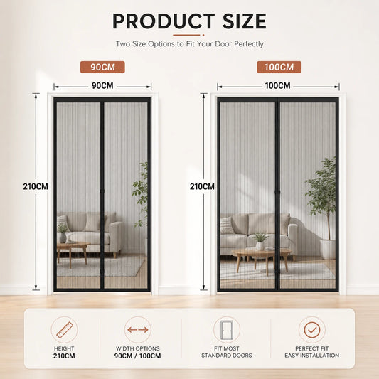 Summer Breeze Magnetic Screen Curtain – No-Drill, Easy Velcro Setup