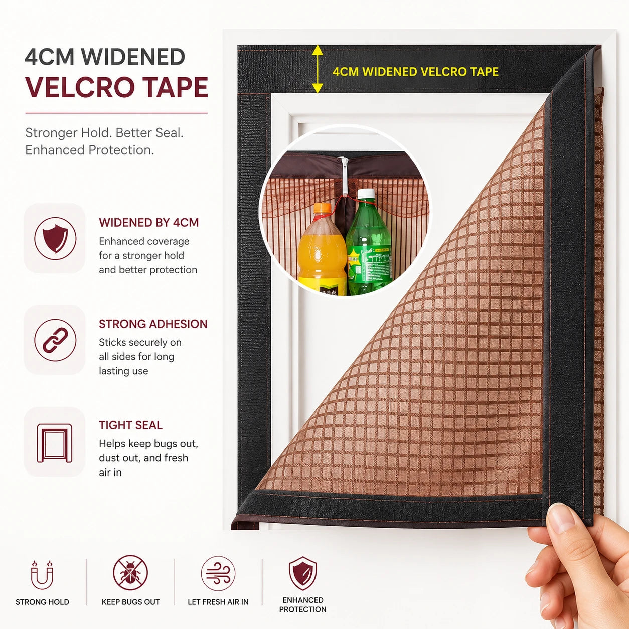 Self-Priming Velcro Door Partition Curtain – Instant Privacy, Modern Style