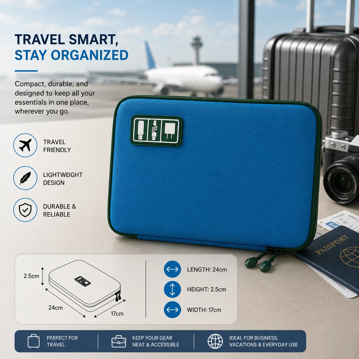 Waterproof Nylon Travel Tech Pouch