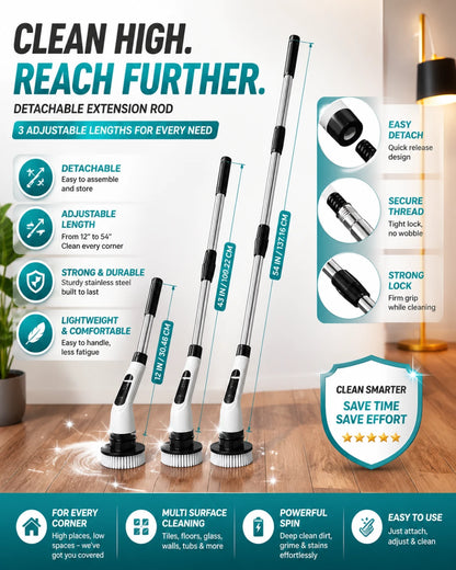 9-in-1 Electric Spin Scrubber - Cordless, Rechargeable & Hands-Free Cleaning