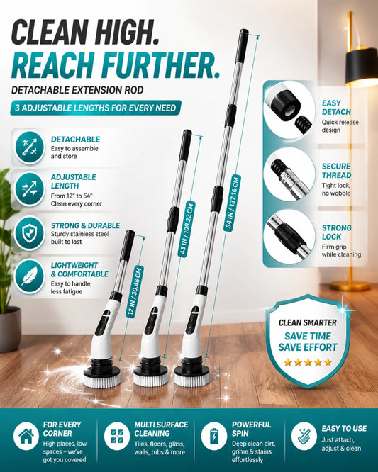 9-in-1 Electric Spin Scrubber - Cordless, Rechargeable & Hands-Free Cleaning