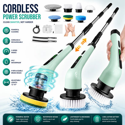 9-in-1 Electric Spin Scrubber - Cordless, Rechargeable & Hands-Free Cleaning