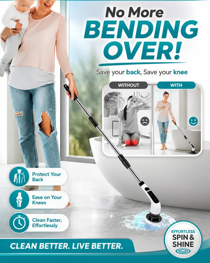 9-in-1 Electric Spin Scrubber - Cordless, Rechargeable & Hands-Free Cleaning